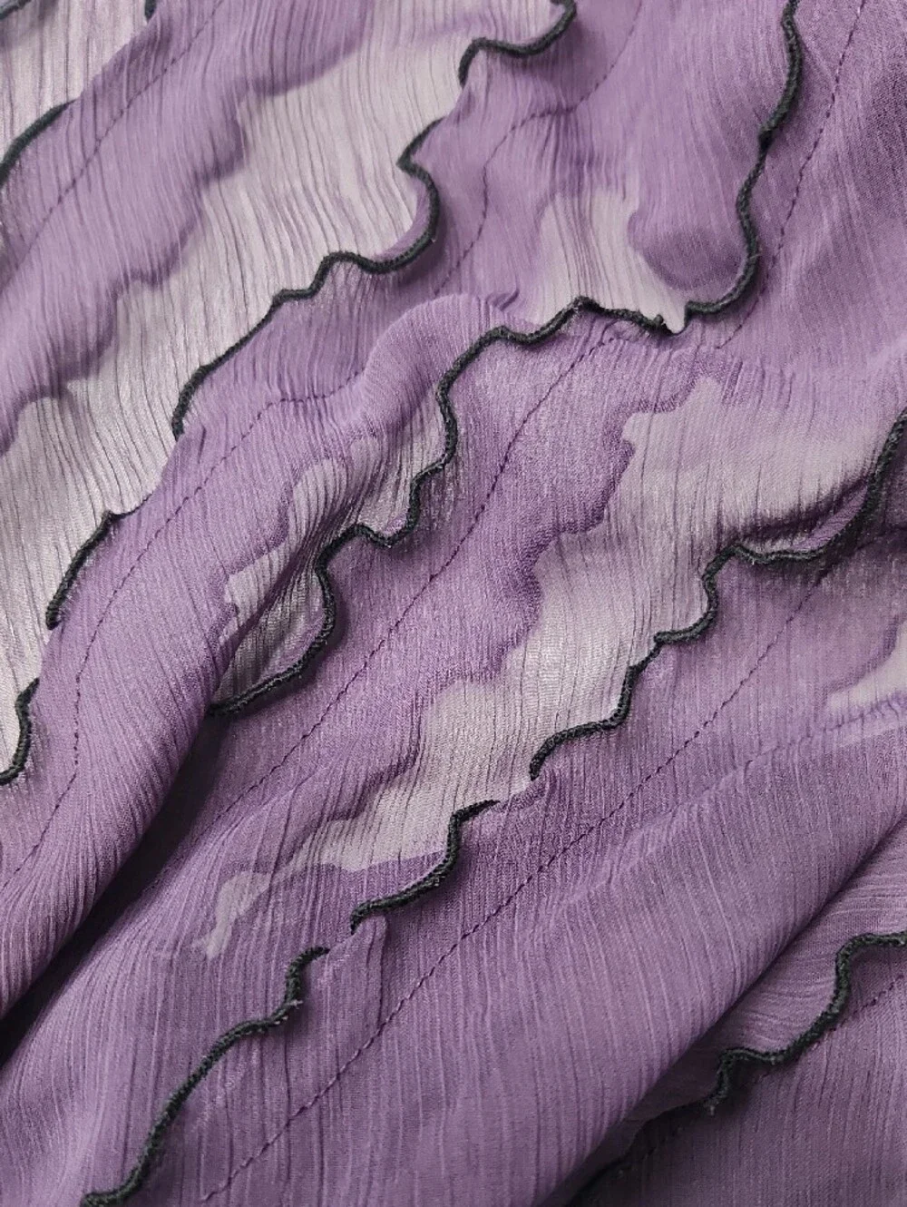 Coldwater Creek Eggplant Purple Scarf with Black Edge